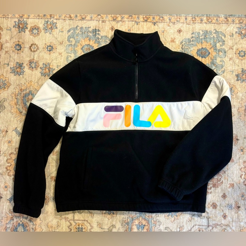 Fila Women’s Large 1/4 Zip Black Fleece Sweatshirt